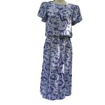 New Raves Vintage Size 3/4 Blue Floral Maxi Long Dress Periwinkle Flowy Chic Photo 13