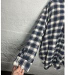 American Eagle Flannel Button Up Shirt Women's XL Hooded Plaid Blue! Blue Photo 2