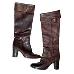 Sigerson Morrison Brown Leather Tall Cuffed Riding Boots Women's Size 8.5 narrow Photo 1