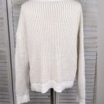 MARLED (by Reunited Clothing) V Neck Sweater White/Gold Metallic Photo 3