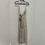 Lulu's Shimmering Silver Maxi Dress White Size XS Photo 3