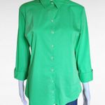 Ny&co NY& Green Cotton Stretch ¾ Cuffed Sleeve Button Down Size Medium Photo 1