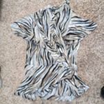 Elementz  1X Tigress Sheer Over Blouse Tie Front Top Plus in Black Bronze Silver Photo 1