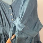 Scarlet Darkness Blue Button Front Midi Dress Tie Waist Sheer Sleeve Women's 2XL Size undefined Photo 4