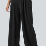 Halara NWT Flex High Waisted Side Pocket Wide Leg Waffle Work Pants Black Size L Photo 0