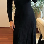 Reformation  Black Long Sleeve Midi Dress Size 6 viscose smashed back Photo 0