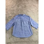 Chico's  No Iron 100% Linen Blue Geometric Print 3/4 Sleeve Button Down Shirt M Photo 5