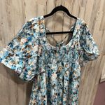 Anthropologie Midi Dress Women Babydoll Blue Floral Puff Sleeve Smock Sz XSP Photo 2