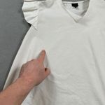 Worthington  Petite Top Blouse P Small  Womens White V Neck Flutter Sleeve Ruffle Photo 5