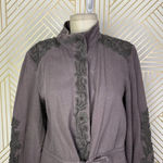 Anthropologie  Love Sam Travis‎ Military Jacket Beaded Charcoal Gray Size Medium Photo 4