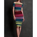 LE SUPERBE Striped Knit Pencil Skirt Size Small Yellow Photo 1