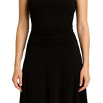 B. MOSS 90s Y2K Black Beaded Halter Neck Ruched Waist Flared Dress Small Photo 0