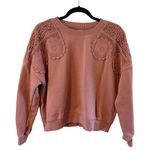 C&C California  Cotton Terry Crochet Rust Rose Pullover Sweatshirt Top L Photo 0
