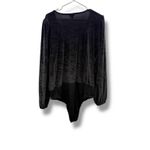 Torrid Crushed Velvet Bodysuit Size 2X Black Long Sleeve Deep V Neck Party Photo 1
