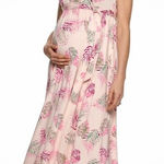 A Glow Maternity Maxi Dress Sleeveless Pink Palm Print Casual Size L NWT Size L Photo 0