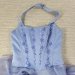 Michelangelo Gown Womens 6 Blue Beaded Whimsical Fairy Corset Halter Prom Dress Photo 4