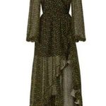 Caroline Constas Vivian Winter Rose Silk Dress , Black Green Size M, Retail $995 Size M Photo 2