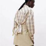 ZARA  Beige and Navy Checkered Shirt Photo 1
