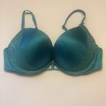 Victoria's Secret  Bombshell‎ Plunge Super Push-up Bra Size 36B Satin Lace Teal Photo 4
