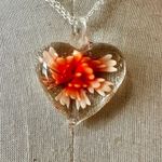 Orange and clear heart Murano glass pendant necklace Photo 1