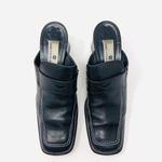 Saks 5th Avenue SAKS FIFTH AVENUE black leather loafer mules, made in Italy, size 9 Photo 3