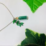 Green Leaves Fairy Glitter Jar Necklace New Photo 4
