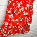 ROW A Womens Red Orange Floral Ruffle Tiered Dress Size S Sleeveless NWOT Photo 3