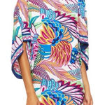 Trina Turk  Paradise Plume Printed Tunic swimsuit Cover-Up multi tropical dress Photo 0