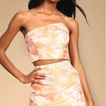 Lulus  NWT Floral Two Piece Set One Shoulder Crop Top Mini Skirt Photo 0