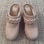 Dolce Vita Wooden Clogs Light Cream Suede Braided Leather adorns Top 8.5 Tan Photo 2
