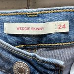Levi's  Wedgie‎ Skinny 24 Denim Medium Wash High Waisted Jeans Raw Hem Button Fly Photo 11