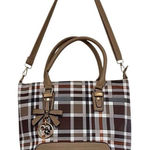 Kate Hill  Brown Plaid Crossbody Shoulder Convertible Adjustable Handbag Purse Photo 0