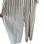 Blush J Striped Jumpsuit Blue White Chambray Sleeveless Belted Crop Medium EUC Photo 5