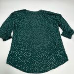 Lush Clothing LUSH Blouse Womens S Green Polls Dot Top Button Front Vneck Polyester Flowy Photo 8