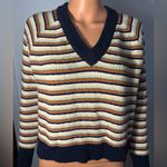 Madewell  Striped V-Neck Sweater - Black and Tan Photo 6