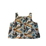 Garnet Hill Garnet‎ Hill Women's Top Floral Sleeveless Button-Up Crop Top Photo 2