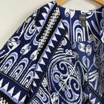 Chico's Travelers Jacket Women's 2 US L Blue White Paisley Crinkle Texture Artsy Photo 2