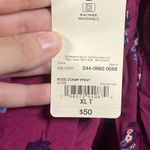 st. john's bay St John Bay Peasant Blouse Women's Size XLT Purple Floral Feather Design Boho Photo 6