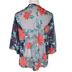 Chenault Women's Floral Embroidered Sheer Mesh Swim Coverup Kimono Size L Size L Photo 3