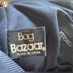 Vintage 80s Navy Blue Retro Bag BAZAAR Clamshell Purse 1980s Photo 2