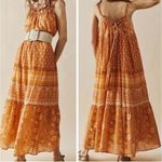 Spell & The Gypsy Utopia Strappy Maxi Sundress Tan Rust Batik Print Size Small Orange Photo 3