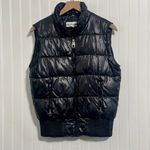 Steve Madden Convertible Puffer Jacket Vest M Black Shiny Wet Look Y2K 90s Cyber Photo 7