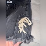 James Jeans  Dark Gray Lace-Up Denim Shorts Photo 4