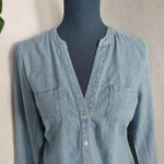 Candie's Lace Back Chambray Button Shirt Photo 1