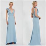Mac Duggal Blue Sleeveless V Neck Bow Detail Mermaid Gown Size 2 Photo 1