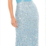 Mac Duggal   4930 Sequin V Neck Sleeveless Column Gown Dress Blue Size 0 Photo 1