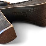 Reaction Kenneth Cole  Black Leather Peep-Toe Platform Sandals Size 10 Block Heel Photo 3