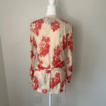 Anthropologie Guinevere cream & pink floral knit open front cardigan sweater, S Photo 4