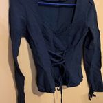 Intermix  size 2 blue blouse Photo 7