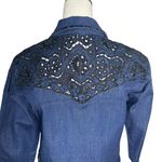 Surya Embroidered Beaded Cutout Denim Skirt Set XS | Country Western Boho Rodeo Blue Photo 4